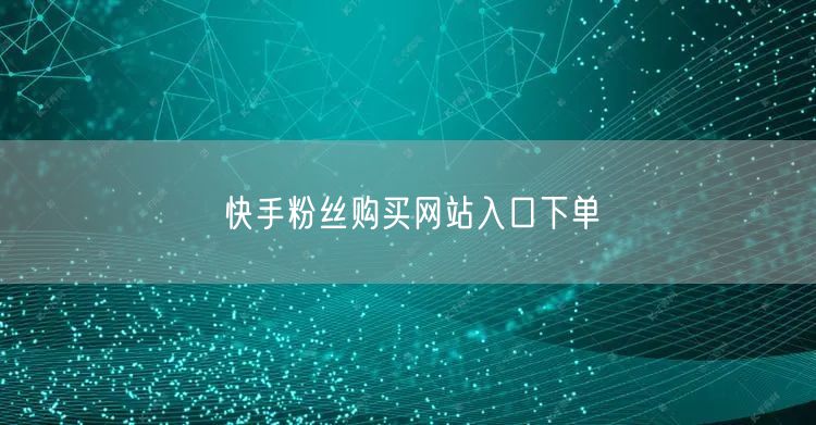 快手粉丝购买网站入口下单