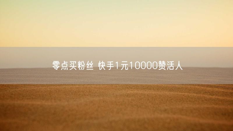 零点买粉丝 快手1元10000赞活人