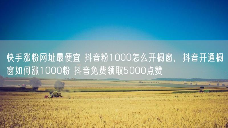 快手涨粉网址最便宜 抖音粉1000怎么开橱窗，抖音开通橱窗如何涨1000粉 抖音免费领取5000点赞