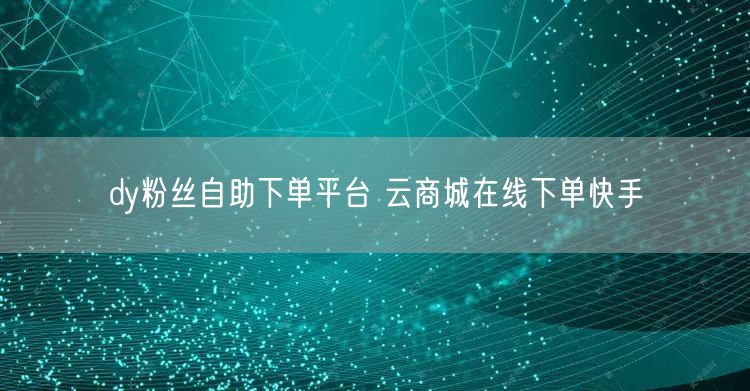 dy粉丝自助下单平台 云商城在线下单快手