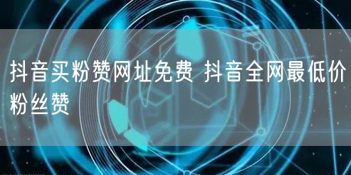 抖音买粉赞网址免费 抖音全网最低价粉丝赞
