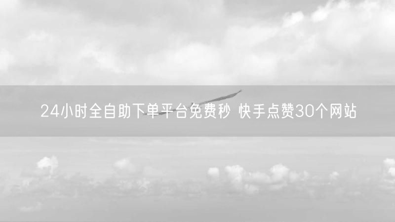24小时全自助下单平台免费秒 快手点赞30个网站