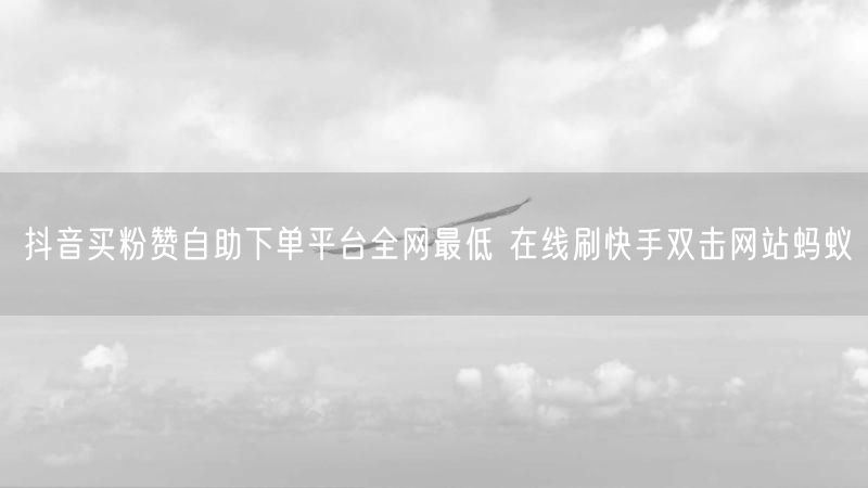 抖音买粉赞自助下单平台全网最低 在线刷快手双击网站蚂蚁