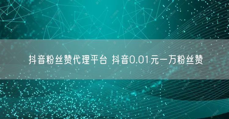 抖音粉丝赞代理平台 抖音0.01元一万粉丝赞