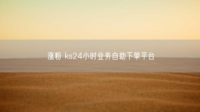 涨粉 ks24小时业务自助下单平台