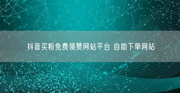 抖音买粉免费领赞网站平台 自助下单网站
