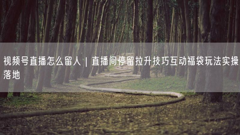 视频号直播怎么留人｜直播间停留拉升技巧互动福袋玩法实操落地