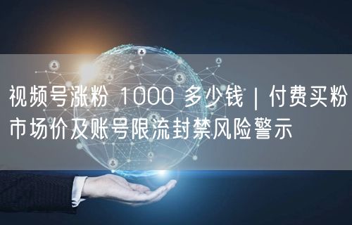 视频号涨粉 1000 多少钱｜付费买粉市场价及账号限流封禁风险警示