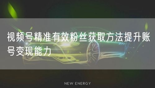 视频号精准有效粉丝获取方法提升账号变现能力