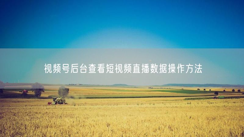 视频号后台查看短视频直播数据操作方法